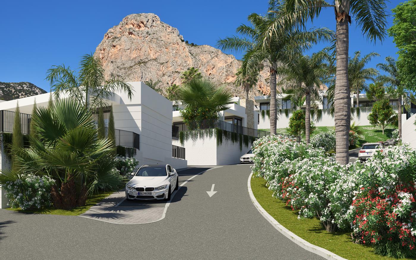 Villa in Polop des Neubaus mit Blick auf das Meer und die Berge
